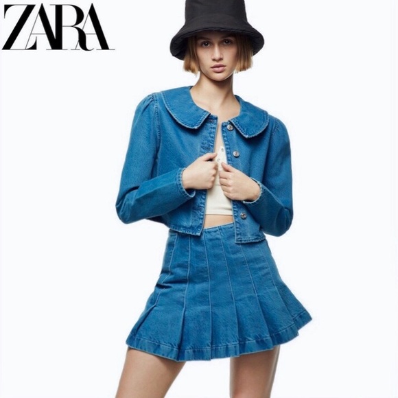 (3) Zara Bundle | Faux Suede Dress Blue Ruffle Top - Picture 14 of 14